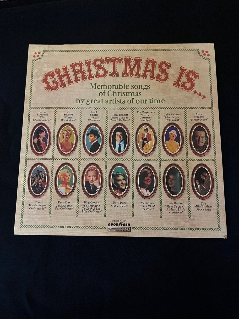 Christmas Is... Vintage Holiday Vinyl Album Cover - Red & Cream